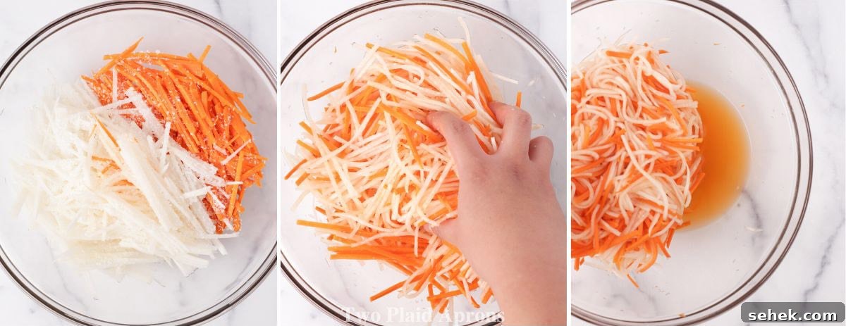 Vietnamese Pickled Carrots & Daikon (Đồ Chua) Recipe 5 Pickling liquid and veggies