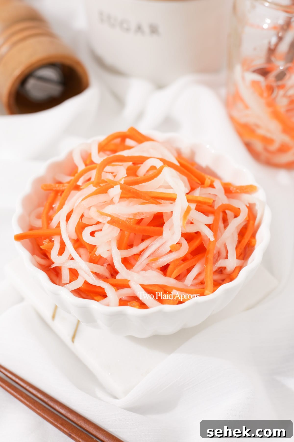 Vietnamese Pickled Carrots & Daikon (Đồ Chua) Recipe 7 Bowl of pickled veggies