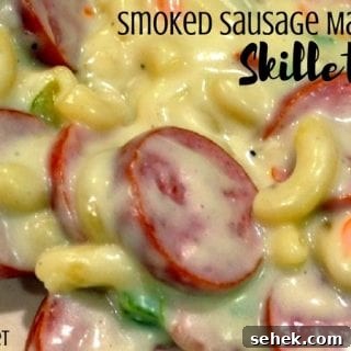 Smoked Sausage Mac and Cheese Skillet Recipe 3 This creamy recipe for smoked sausage mac and cheese is a one pot meal that is ready in less than 30 minutes for a hearty weeknight meal.