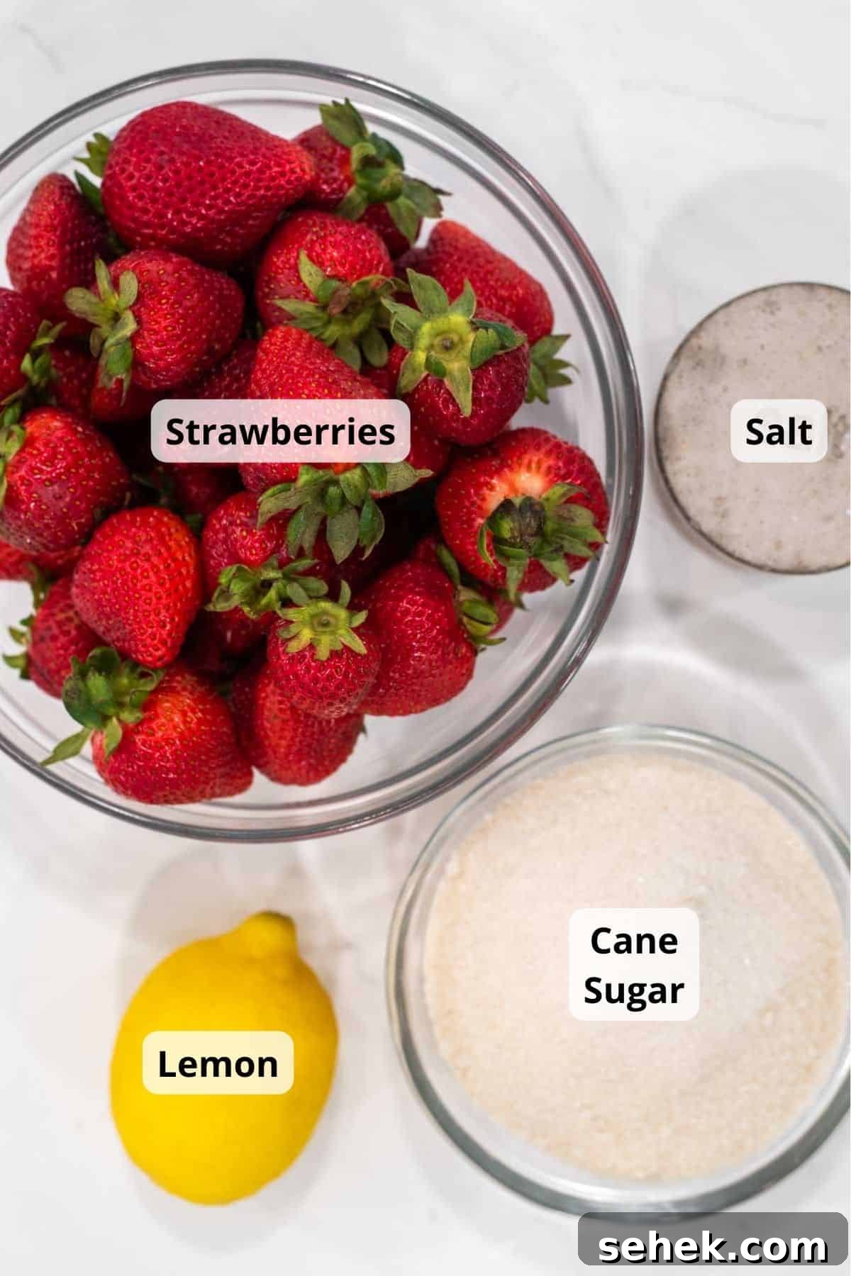 Low-Sugar Strawberry Jam Recipe — Small-Batch Preserving Tips 3 Ingredients for low sugar strawberry jam.