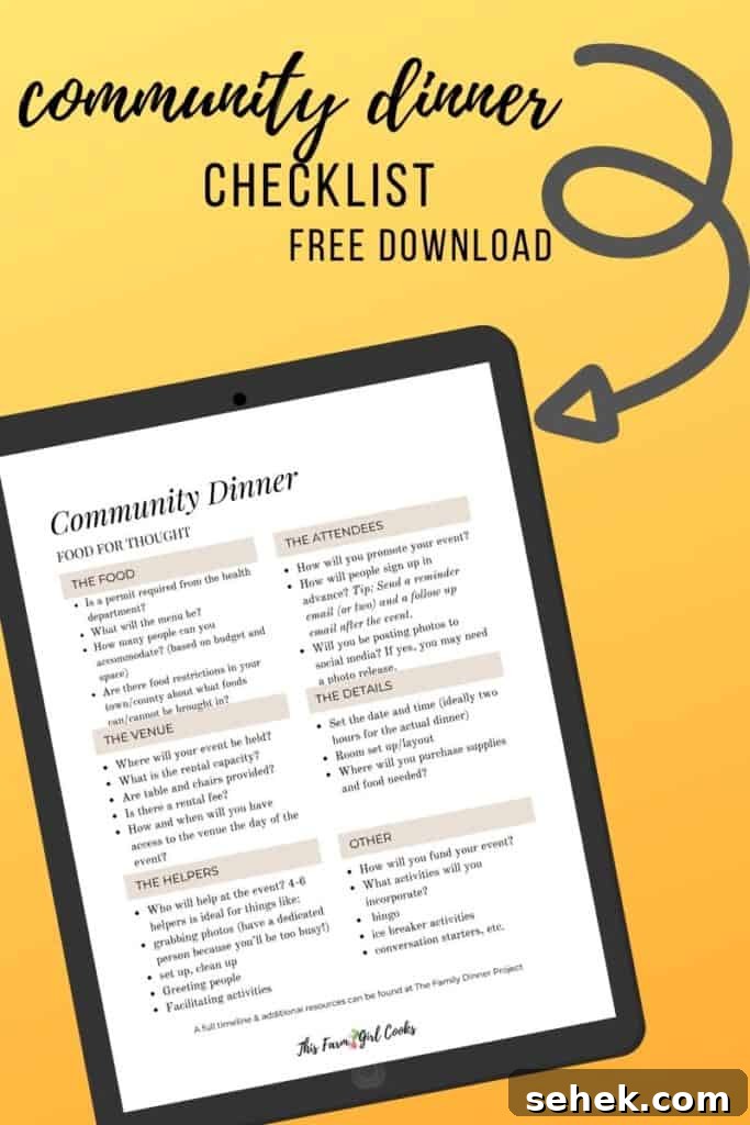 Host a Community Dinner: Step-by-Step Guide for Organizers 7 Community dinner checklist.