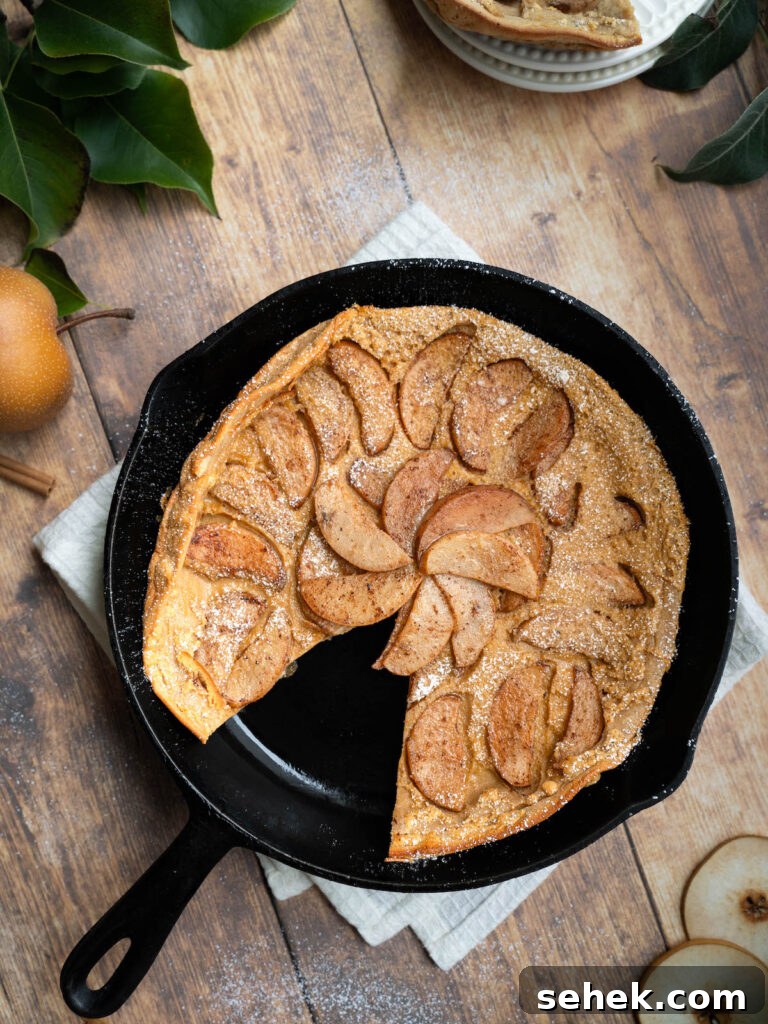 Brown Butter Pear Clafoutis Recipe with Caramelized Pears 3 A pear clafoutis made in a cast iron