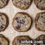 Brown Butter Shortbread Cookies with Chocolate Chunks 12 Chocolate chunk brown butter shortbread cookies with flaky sea salt.