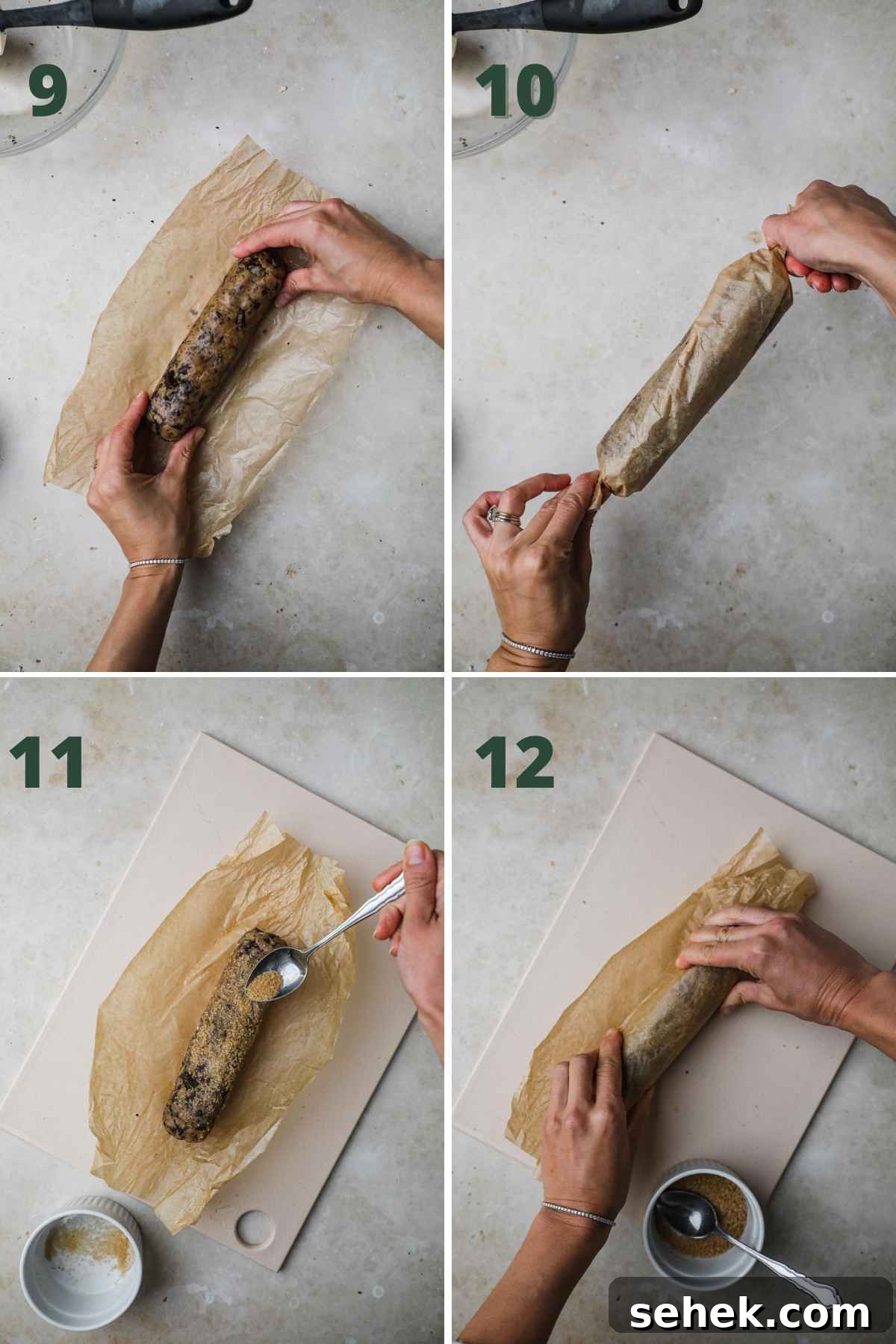 Brown Butter Shortbread Cookies with Chocolate Chunks 6 Steps to make brown butter chocolate chunk shortbread, wrap the log in parchment paper and chill, then press in turbinado sugar.