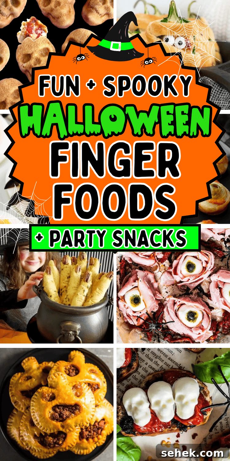 45 Spooky Halloween Finger Foods and Appetizers for Parties 49 Looking for some spooky finger foods for a Halloween party? You’ll love these quick easy Halloween themed appetizers and party snacks!