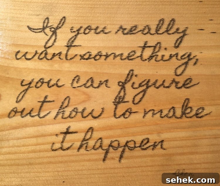 Transfer Photos to Wood: Step-by-Step Photo Transfer Guide 10 Finished image of words on wood.