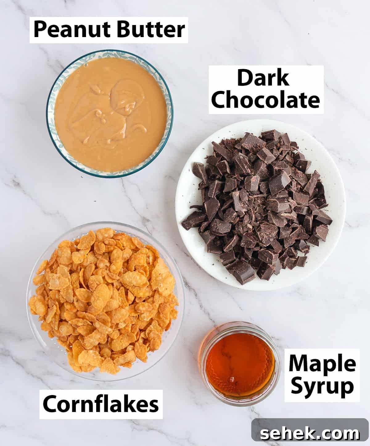 No-Bake Chocolate Peanut Butter Balls Recipe That Melts in Your Mouth 3 Photo of the ingredients on a grey surface.
