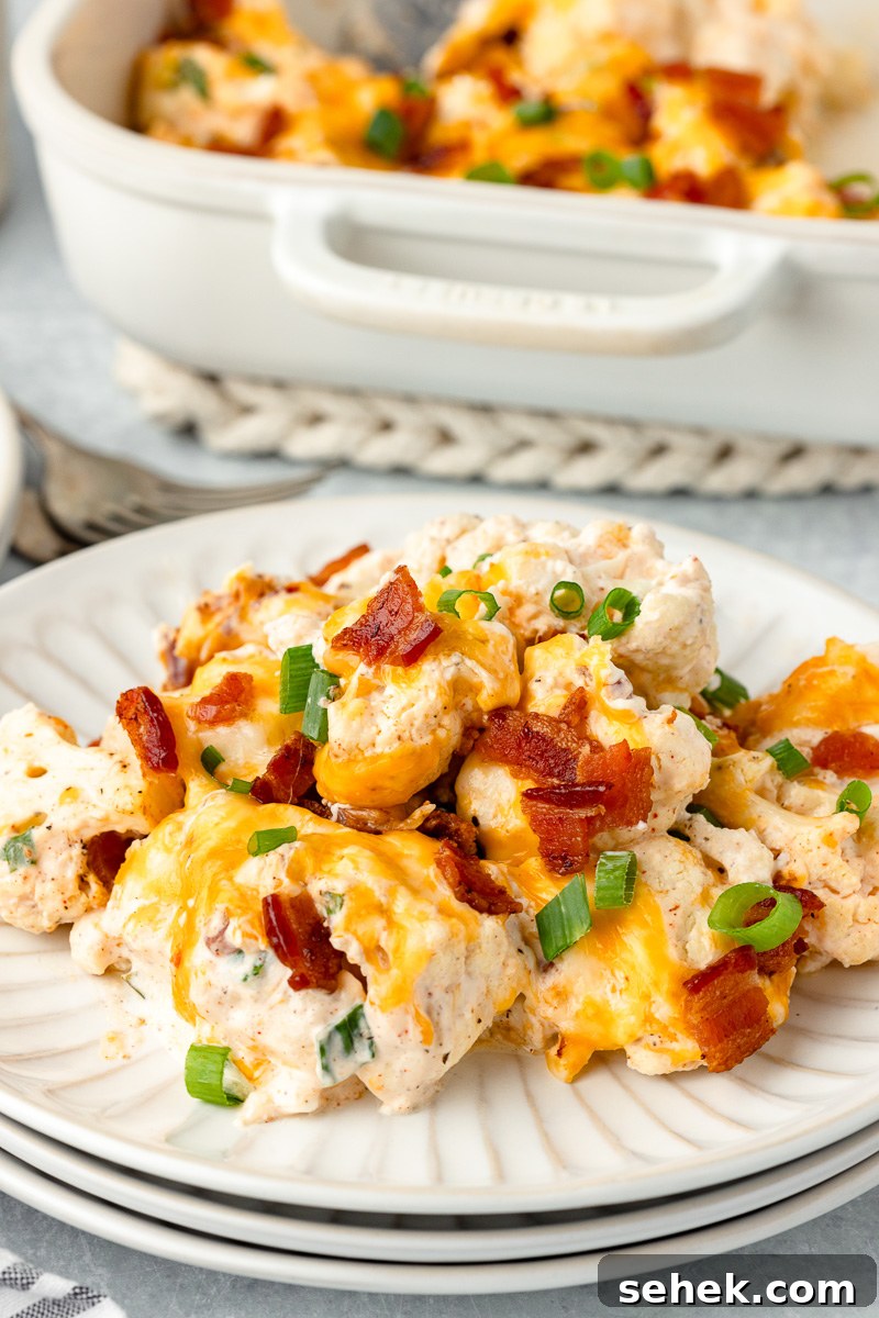 Creamy Loaded Cauliflower Casserole with Bacon and Cheddar 7 img 93543 6