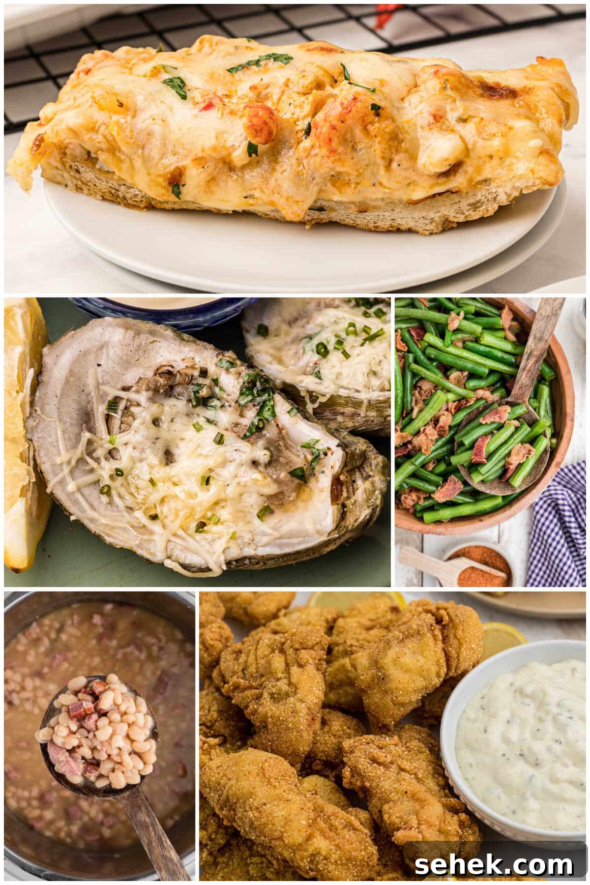 28 Delicious Sides to Serve with Jambalaya 3 A collage of 5 images showing side dishes that would be good to serve with Jambalaya.