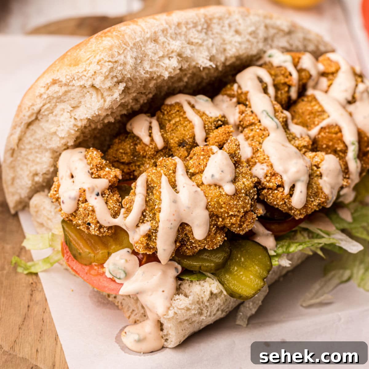 28 Delicious Sides to Serve with Jambalaya 21 Po Boy bread filled with crispy fried oysters and remoulade sauce drizzled over the top