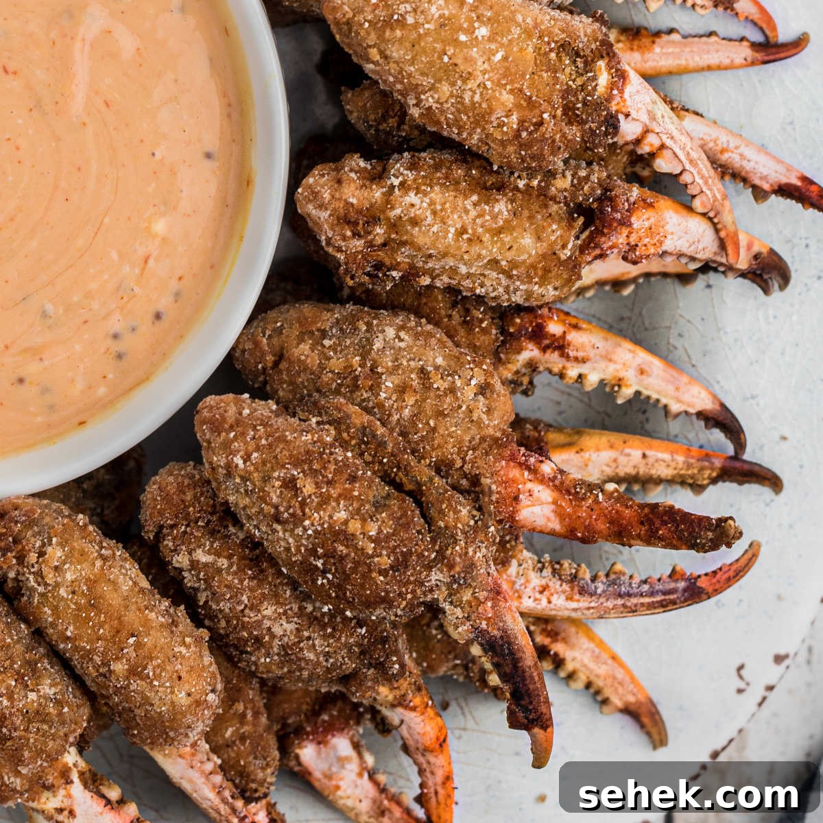 28 Delicious Sides to Serve with Jambalaya 23 Close up of fried crab claws and a dip.