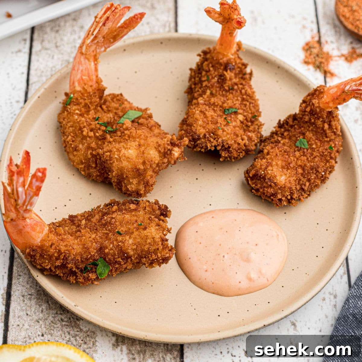 28 Delicious Sides to Serve with Jambalaya 7 Close up of a plate of butterfly shrimp recipe.