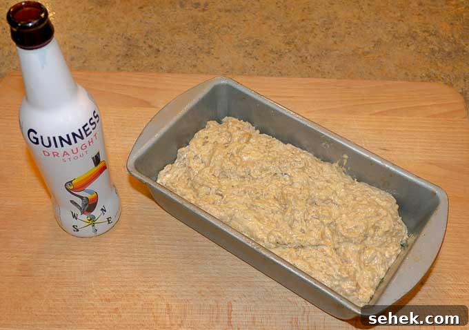 Guinness Beer Bread: Rustic Stout Loaf Recipe 4 Guinness Beer Bread in loaf pan before cooking