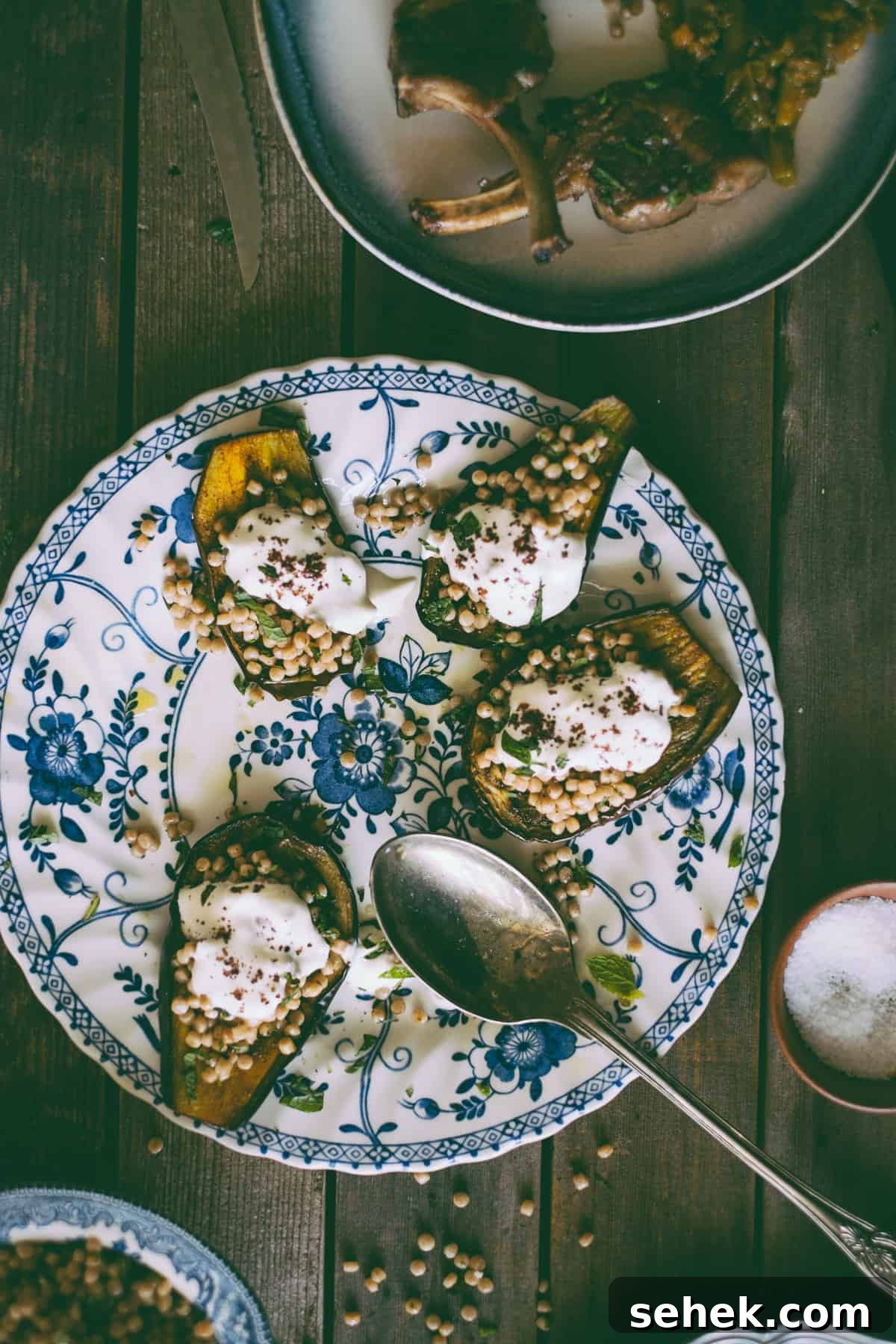 Israeli couscous stuffed eggplants Israeli couscous stuffed eggplants