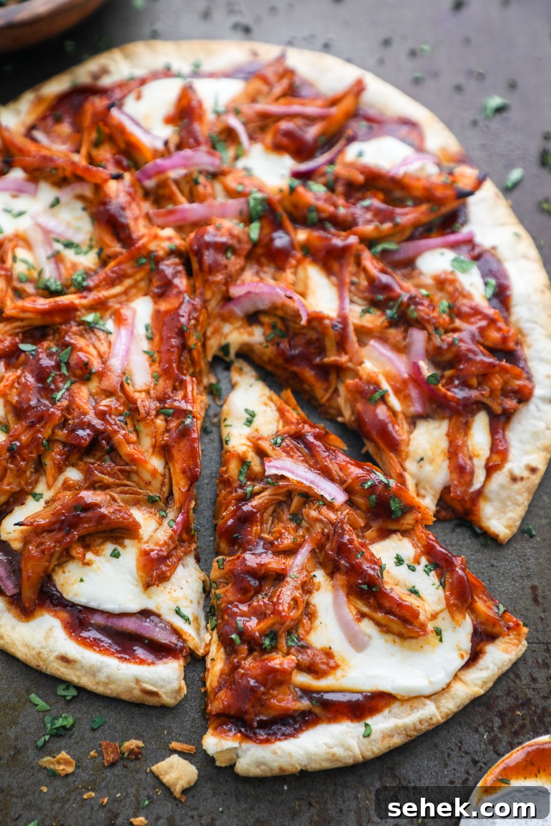 Crispy BBQ Chicken Tortilla Pizzas 6 Crispy bbq chicken tortillas fresh from the oven with chopped cilantro