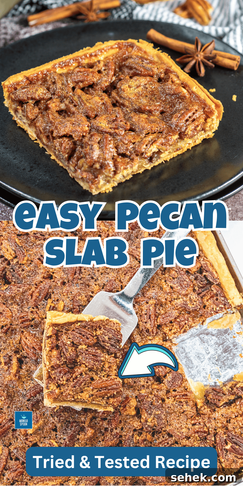 Classic Pecan Slab Pie with Buttery Crust 4 Sliced pecan slab pie on a board