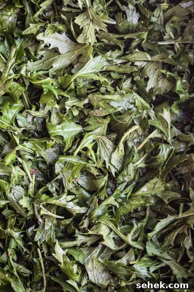 Mizuna tossed with roasted ginger vinaigrette
