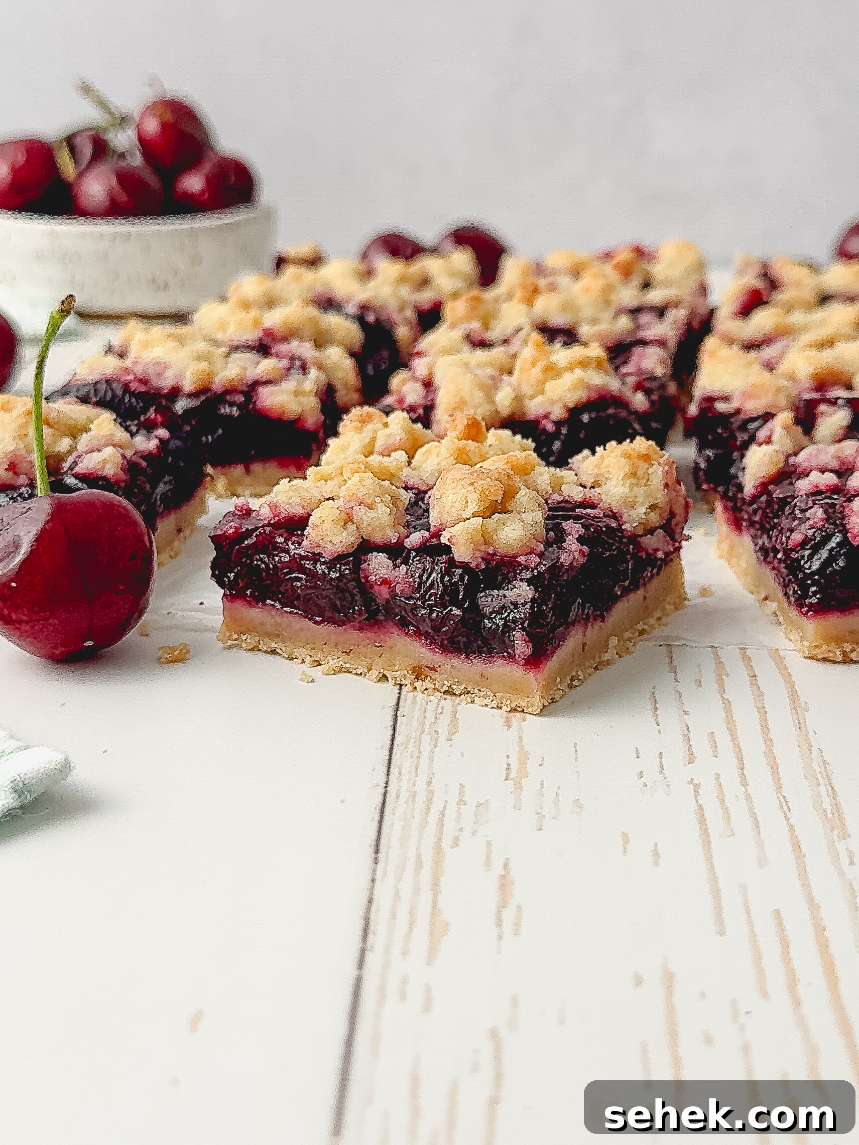 Cherry Crumb Bars with Buttery Streusel 7 Cherry crumb bars on cooling rack