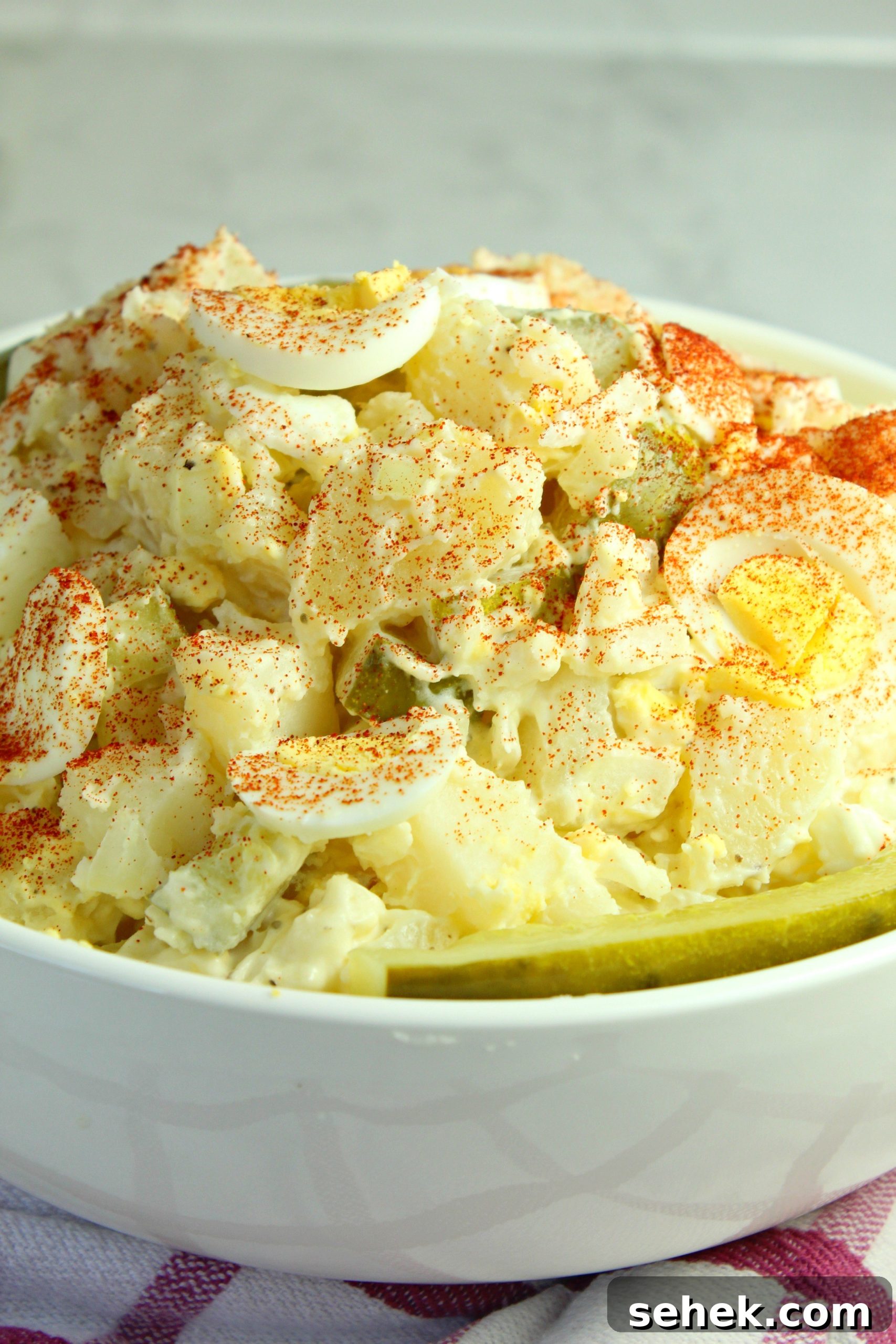 Tangy Dill Pickle Potato and Egg Salad 5 Bowl of potato egg salad