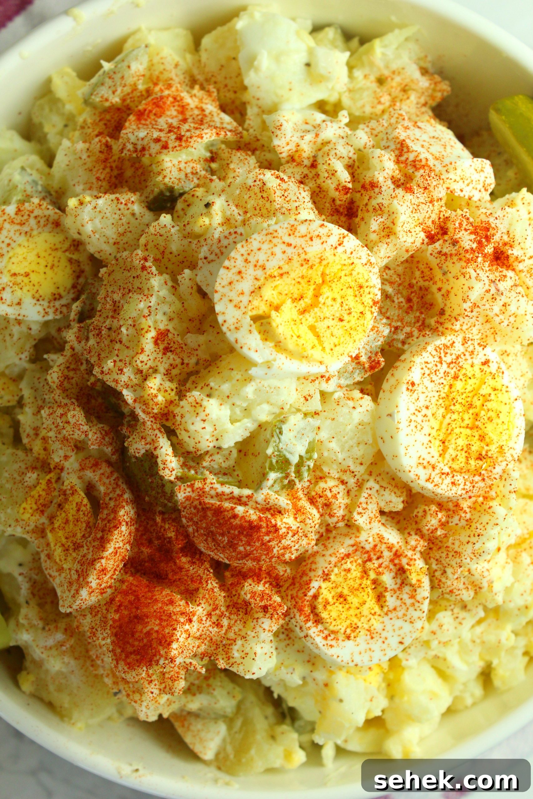 Tangy Dill Pickle Potato and Egg Salad 10 Salad served on a plate